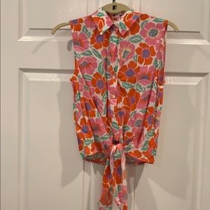 Theory sleeveless tie blouse